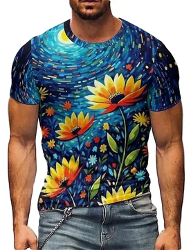 Street Art Men's 3D Printed Short Sleeve T-shirt with Loose Fit, Breathable and Comfortable Fabric, Retro Y2K Elements, Essenti - Aliexpress - FashionsVida