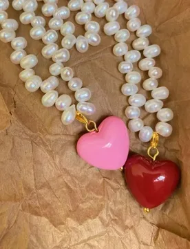 Natural Freshwater Pearl Strand Chain Love Pendant Necklace Female Ins Internet Celebrity Retro Peach Heart Collarbone Necklace - Aliexpress - FashionsVida