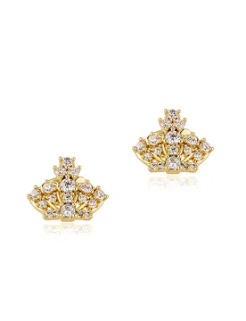 Luxury Crown Earrings Women CZ Zircon Iced Out Stud Earrings Royal Tiara Design Bling Jewelry Fashion Party Accessories - Aliexpress - FashionsVida