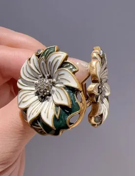 Vintage White Green Enamel Flower Sunflower Earrings For Women Luxury Art Deco Gold Color Accessories Brand Rhinestone Gift New - Aliexpress - FashionsVida