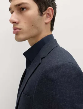Skinny Fit Textured Stretch Suit Jacket Navy male - M&S - FashionsVida