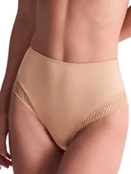 Womens Sheer Emotion High Waist Brief - Beige Polyamide - Size X-Large