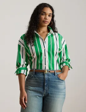 Camisa de mujer talla grande de algodón - Lauren Ralph Lauren Woman - FashionsVida