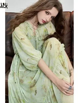 ELFSACK Ink printed dress for women with a waist cinching and elegant long dress - Aliexpress - FashionsVida