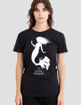 Women's The Little Mermaid Ariel Silhouette T-Shirt, Black Size: Large - Black - Size: L - Disney - FashionsVida