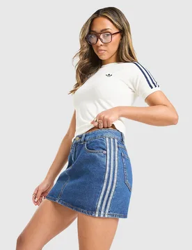 Stripes Denim Skirt - Damen, Blau - female - Size: 10 - adidas Originals - FashionsVida