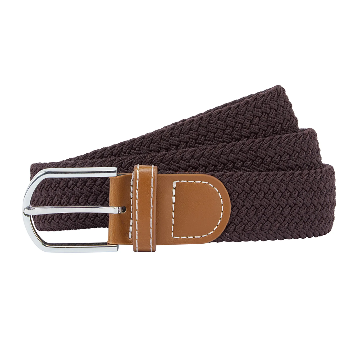 Mens Woven Braid Stretch Belt (Brown) - One Size - Asquith & Fox - FashionsVida