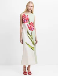 Floral One Shoulder Midaxi Column Dress White Mix female