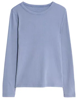 Womens Ribbed Long Sleeve Top - Blue Cotton - Size 6 Uk - Secret Label - FashionsVida
