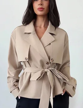 Abrigos tipo gabardina para mujer, Graduación, Maestra, Regreso a la escuela en otoño/ Oficina Negocios Caqui Elegante Casual M - Shein - FashionsVida