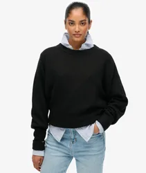 Superdry Damen Lässiger Pullover mit Rundhalsausschnitt Black - Größe: 44