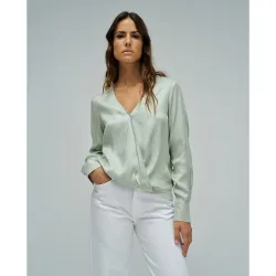 Blusa satinada de mujer fit regular