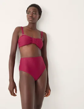 Ribbed Bandeau Bikini Top Burgundy female - Monsoon - FashionsVida