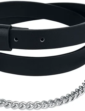Rock Gürtel - Schwarzer schmaler Gürtel mit dekorativer Kette - für Damen - schwarz - Frauen - female - Rock Rebel by EMP - FashionsVida