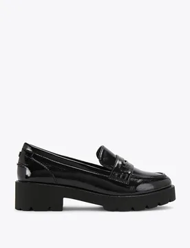 Patent Block Heel Loafers Black female - Kurt geiger - FashionsVida