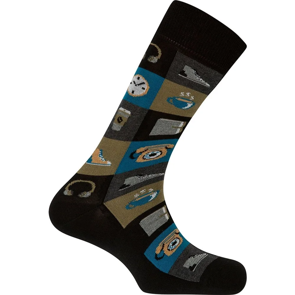 Calcetines de hombre de algodón de cuadros con motivos en color - Punto Blanco - FashionsVida