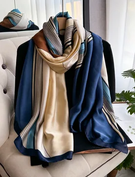 Pieza Accesorio de playa Pañuelo de seda sintética con diseño geométrico de patchwork, elegante y sencillo para mujer, ideal para la playa, protec - Shein - FashionsVida