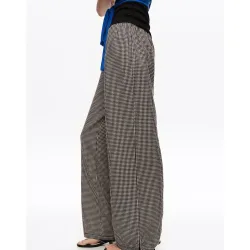 Pantalones rectos de mujer tobillos ajustables cuadros