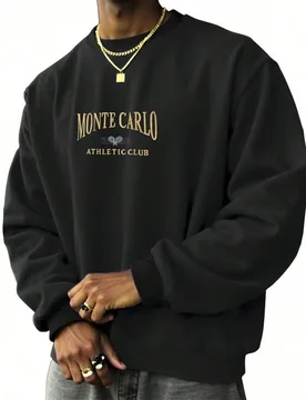 Sudadera con bordado de letras para hombres, top de manga larga L - Shein - FashionsVida