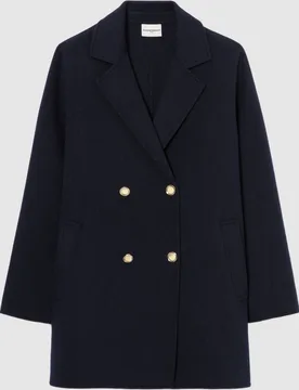 Abrigo de paño de mujer de lana de doble faz cuello sastre - CLAUDIE PIERLOT - FashionsVida