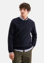 Rundhals Pullover Uni Blau XL