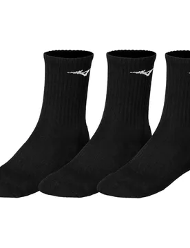 Training Socks 3 Pairs Black / Black / Black UK 7.5-9 Men,Women - Mizuno - FashionsVida