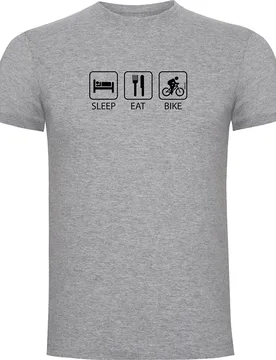 Maglietta A Maniche Corte Sleep Eat And Bike Heather Grey - Kruskis - FashionsVida