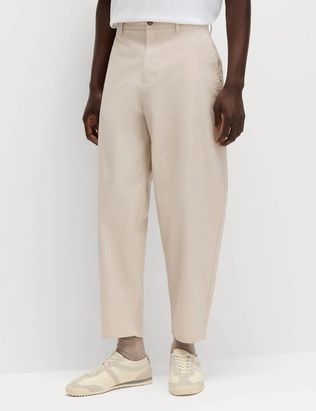 Barrel Fit Stretch Chinos Light Buff male - M&S - FashionsVida