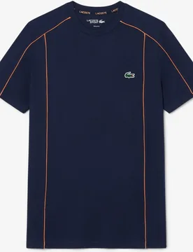 Camiseta de hombre deportiva con ribete en contraste Ultra-Dry en azul de manga corta - Lacoste - FashionsVida