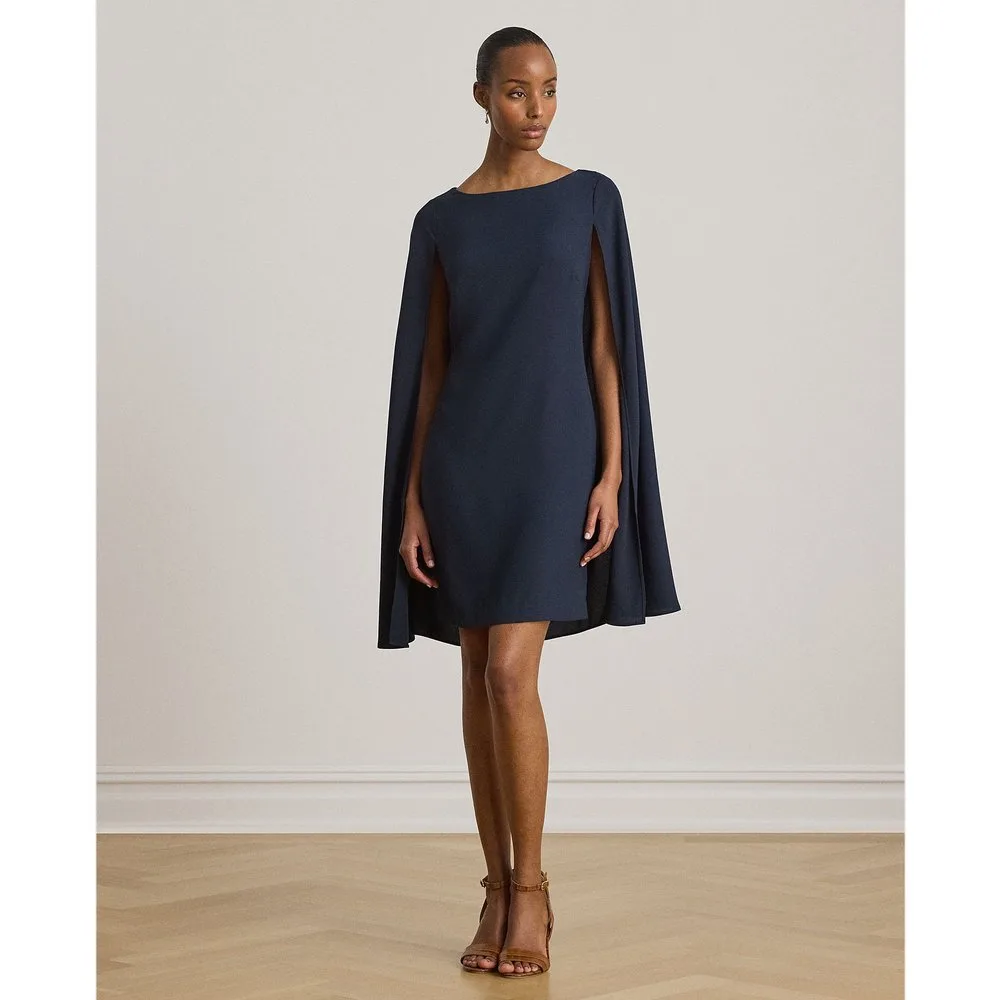 Vestido corto de cóctel de georgette con capa - Lauren Ralph Lauren - FashionsVida