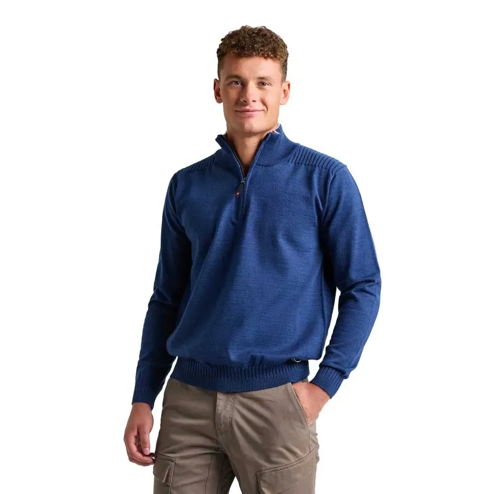 Seawool Half Zip Sweater Storm Blue Melange L Men - SLAM - FashionsVida