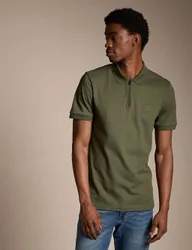 Slim Fit Cotton Rich Zip Polo Shirt Khaki male