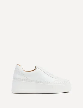 Women's Harlem White Faux Leather Platform Trainer Size: 5-Standard Fit - White - Size: 5-Standard Fit - Linzi - FashionsVida