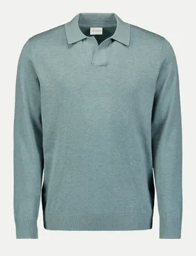 Feinstrick-Polo-Pullover Blau XL - No Excess - FashionsVida