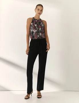 Camiseta de mujer estampada cuello halter - Paz Torras - FashionsVida