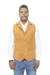 Mens Classic Smooth Goat Suede Waistcoat-Exeter - Tan - Size 3xl