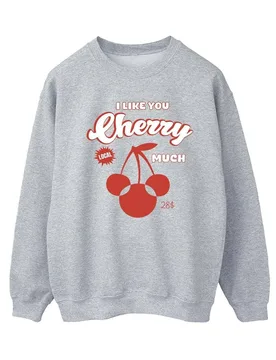 Women's I Like You Cherry Much Minnie Mouse Sweatshirt in Grey Size: XL - Grey - Size: XL - Disney - FashionsVida