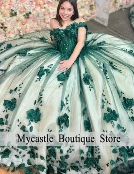 Customized Green Quinceanera Dress Ball Gown High-end Party Dress Classic Flower 15 Year Old Birthday vestidos de 15 quinceañera - Aliexpress - FashionsVida