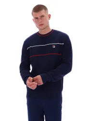 Navy Kallum Waffle Textured Crew Neck Jumper - XS