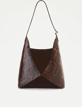 Bolso de hombro de piel efecto serpiente y serraje - Latouche - FashionsVida