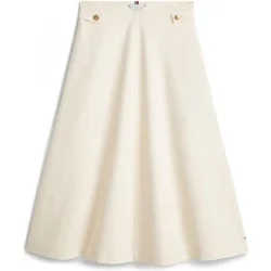 Falda midi de botones dorados y corte evasé