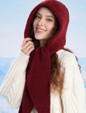 Pieza Bufanda con capucha de lana de invierno para mujer, conjunto de gorro y bufanda de punto, pasamontañas adecuado para esquí al aire libre, cale - Shein - FashionsVida