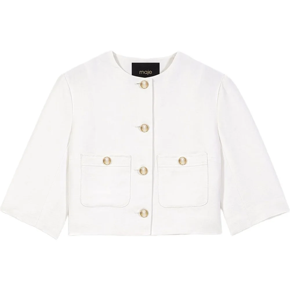 Chaqueta de mujer corta de lino y algodón - Maje - FashionsVida