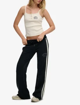 Superdry Damen Athletic Essentials Jogginghose mit Streifen und Schlag Navy - Größe: 38 - 54.99 - FashionsVida