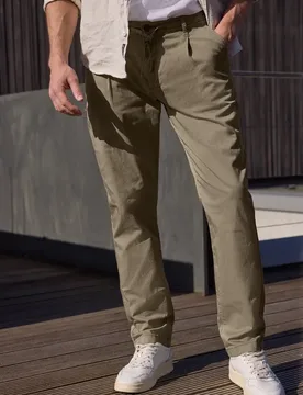 Street One Straight Leg Chino in leichter Qualität male Beige - Street One MEN - FashionsVida