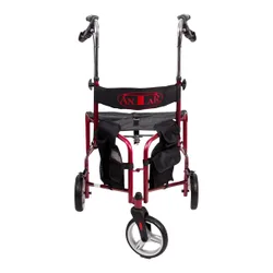 Dreirad Rollator mit Sitz und Rückengurt, faltbar - AT51004 schwarz rot