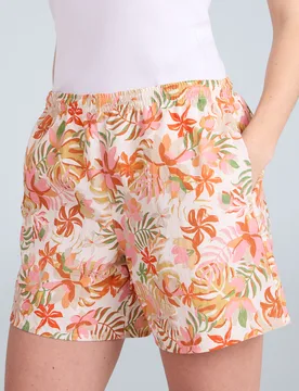 Reeva Womens Printed Swim Shorts - Off White - Off White - Size: 6 - Animal - FashionsVida