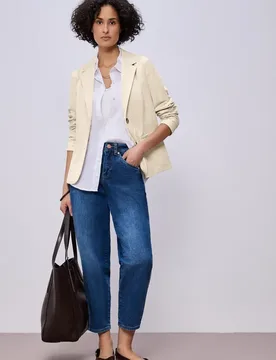 Blazer im langen Schnitt mit Struktur female Beige - Street One - FashionsVida