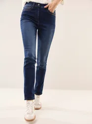 Skinny Jeans, Regular Fit#normale Größen, Farbe Blau, 96, moderne Waschung schmale Form Damen
