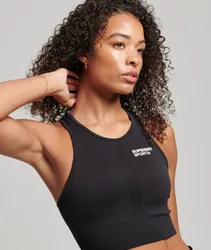 Superdry Damen Nahtloser Core BH mit Mittlerem Halt Schwarz - Größe: 18/20